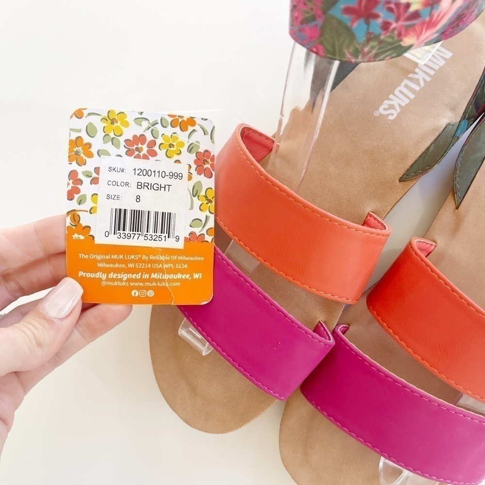 Muk Luks Multicolor Floral Ankle Strap Sandal - 8 - Picture 6 of 6